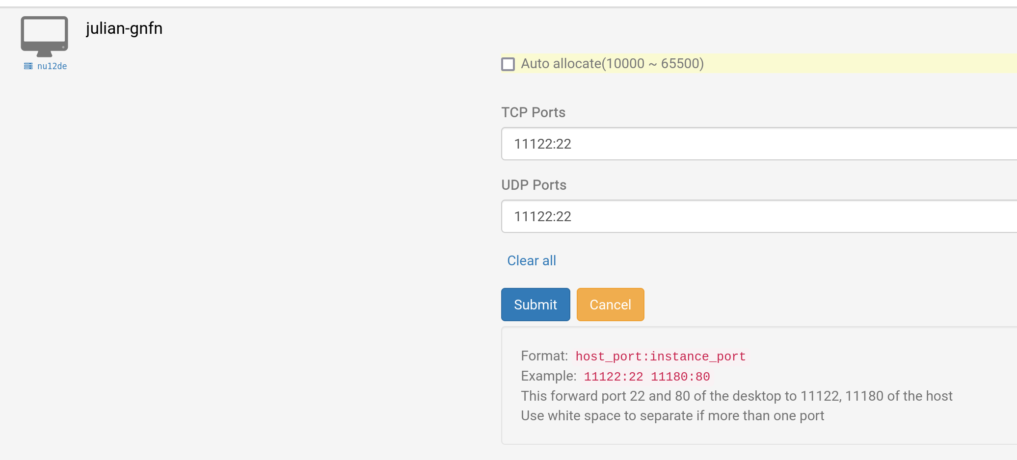 Manual Port forwarding