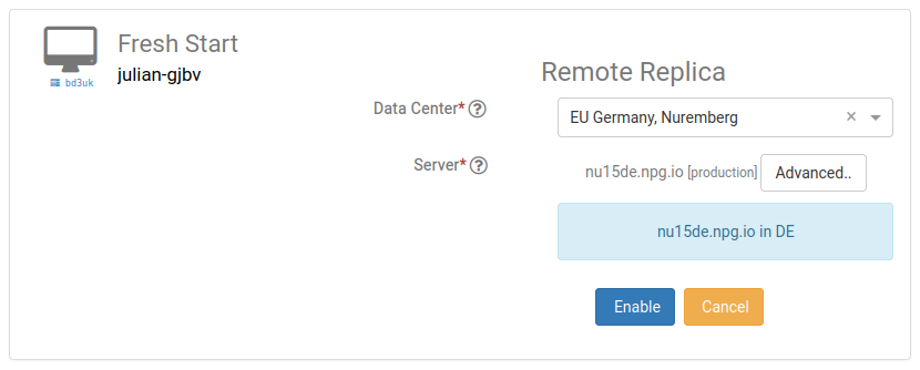 Remote Replica select from datacentre