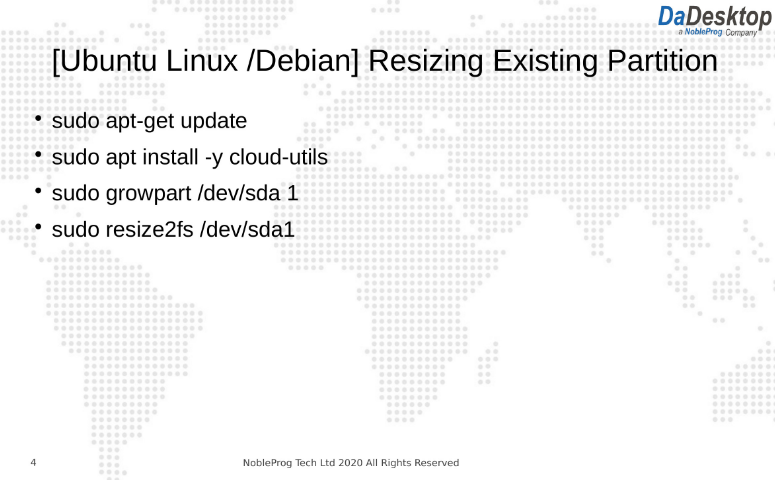 Resize existing partition