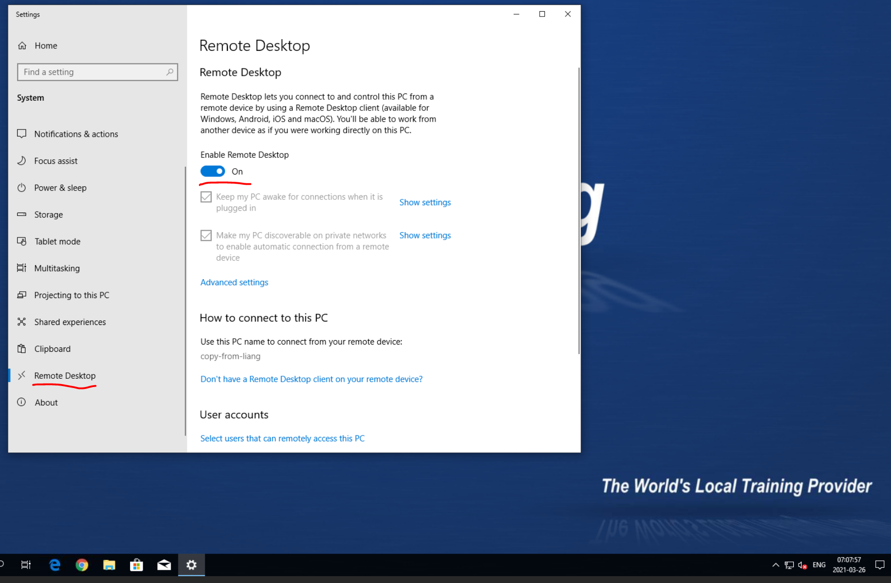 Submit and set up a password inside your Windows DD machine